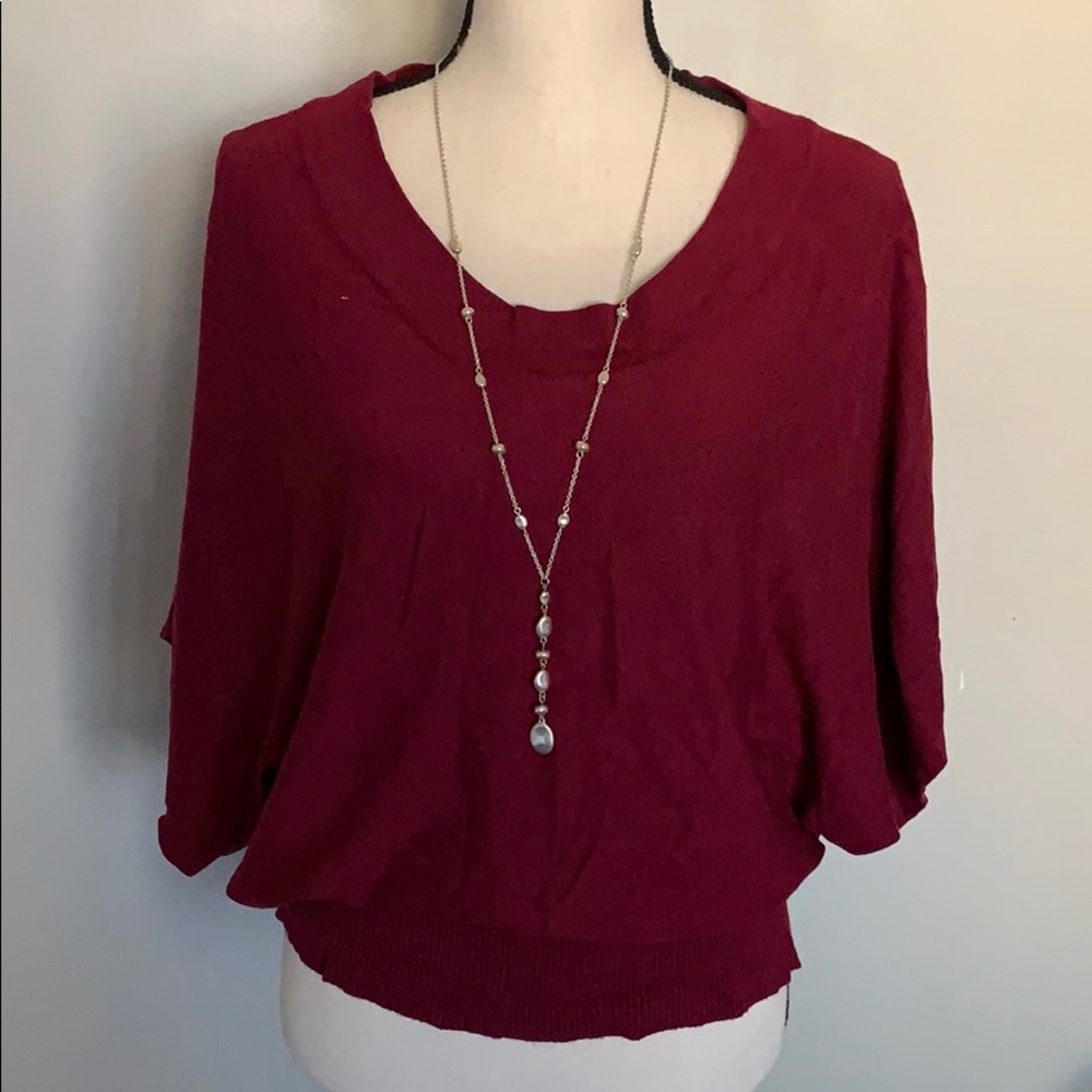 Red Sweater with Bat Wing Sleeves